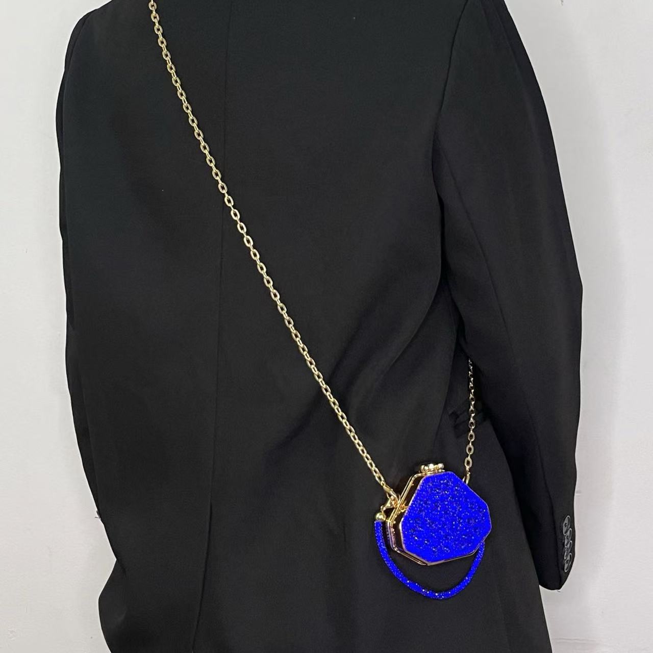 Cross-border 2025 New Acrylic Catwalk Handbag Full Diamond Dress Bag Women's Chain Dinner Bag