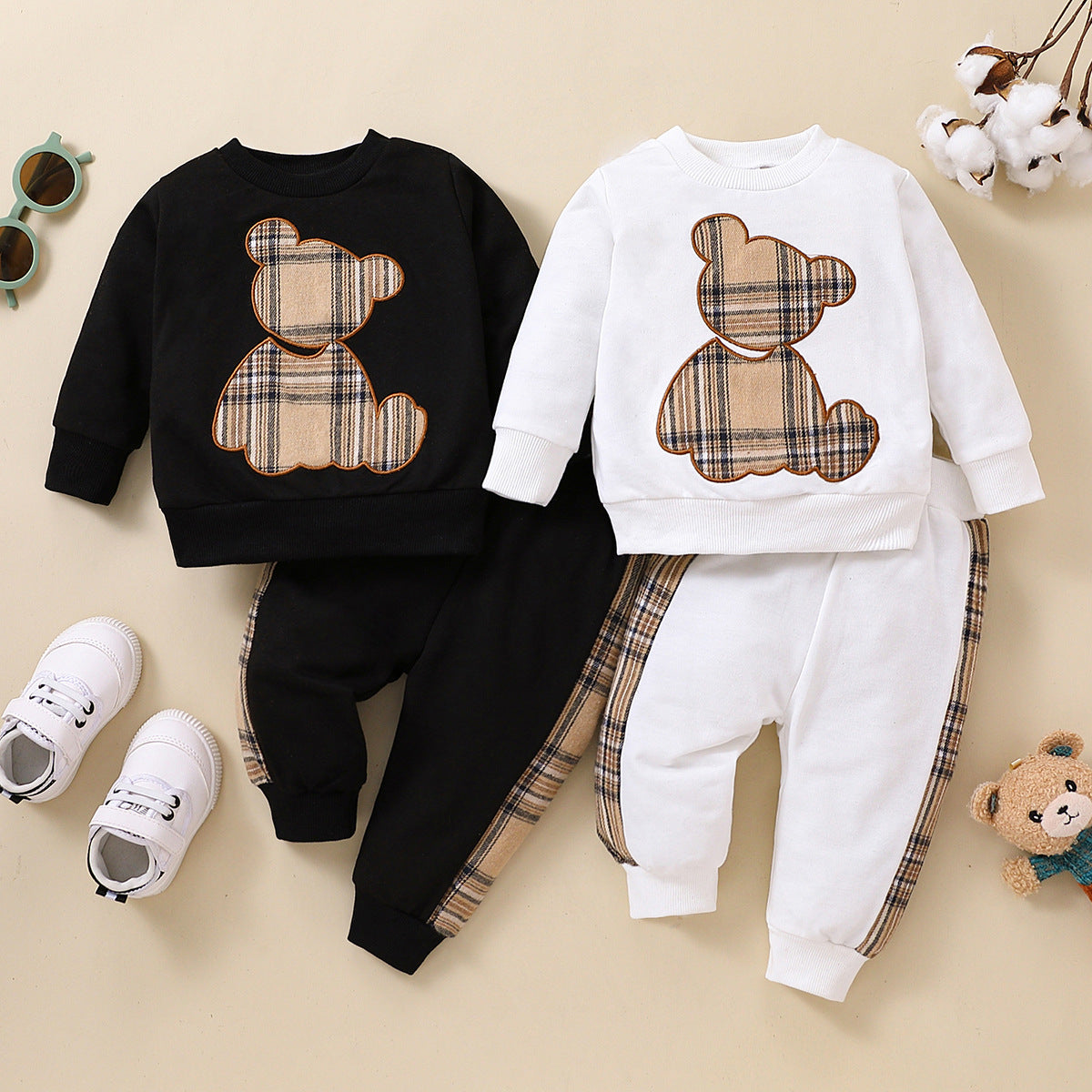 Plaid Bear Toddler Outfit Set – Cozy, Stylish, and Playful