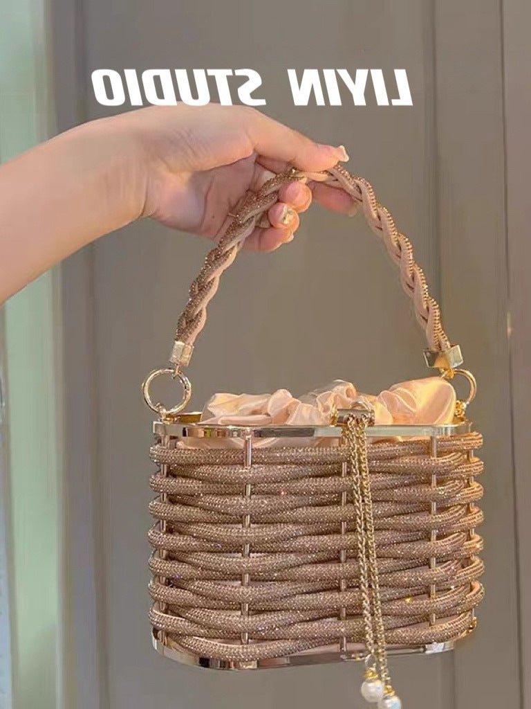 Luxury Rhinestone Handbag - Elegant Crossbody Bag with Chain Strap