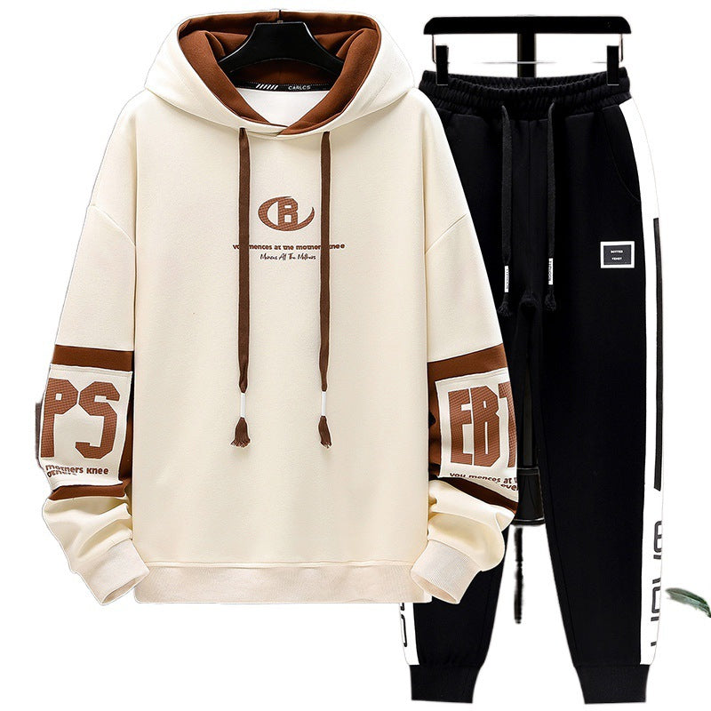 Men's Black Tracksuit Set - Hooded Sweatshirt & Joggers Sports Suit