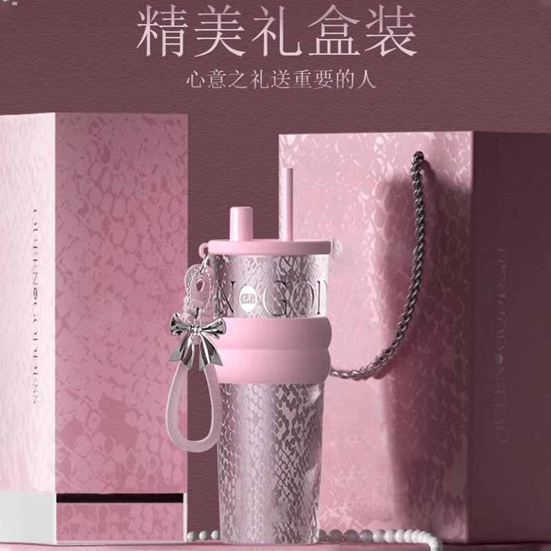 Premium 710ML Ceramic Lined Stainless Steel Tumbler with Straw - MTS-Glamour