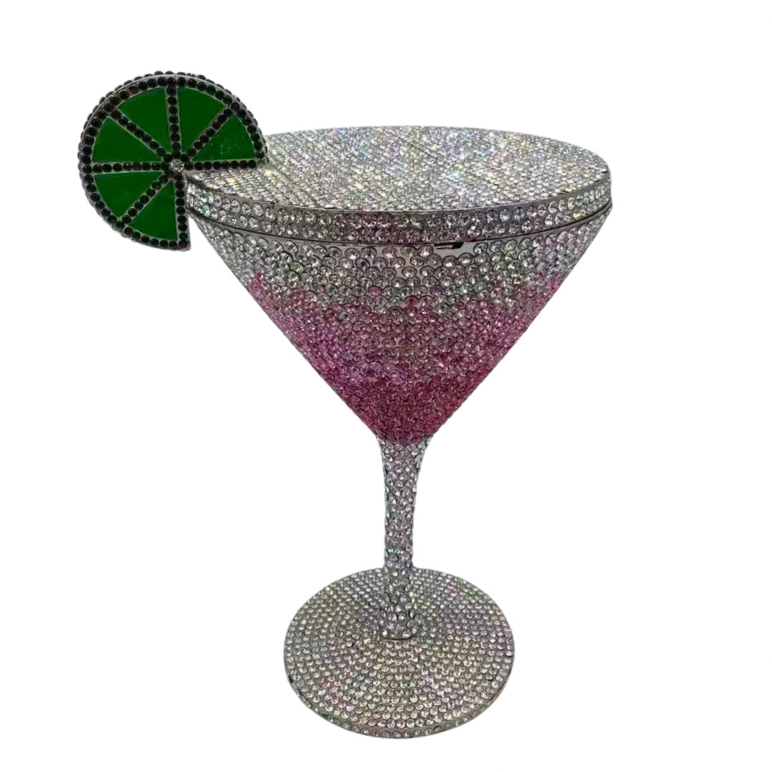 Rhinestone Martini Glasses Set - Crystal Cocktail Goblets