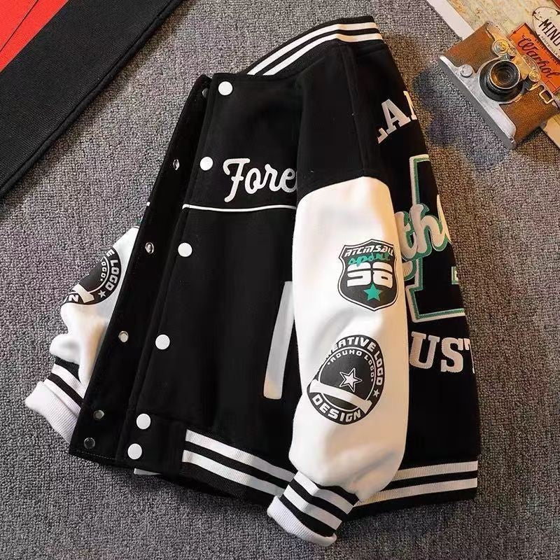 Boys Baseball Jacket Trendy Spring Varsity Bomber Jacket for Kids