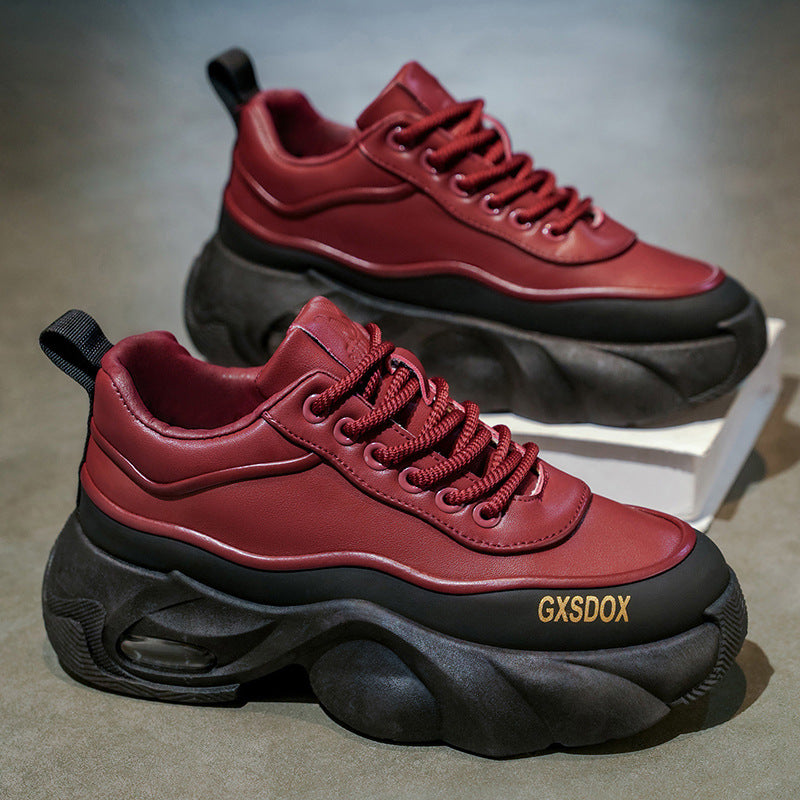 GXSDOX Black Platform Sneakers - Men's Chunky Sports Casual Shoes