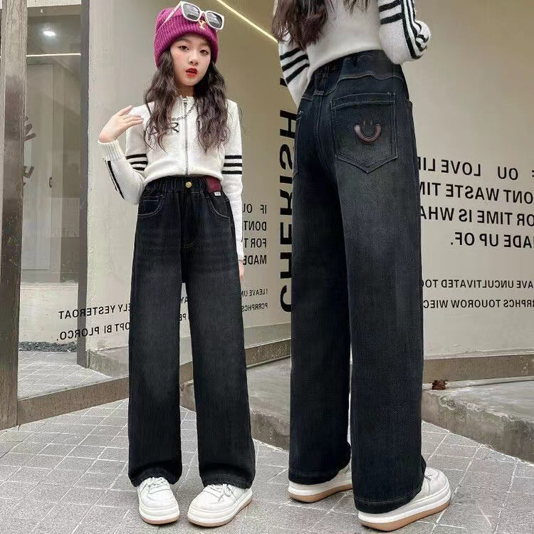 Jeans autumn new style for middle-aged and large children, girls are casual