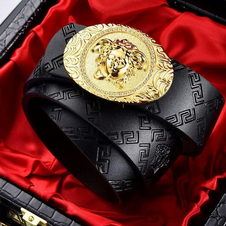 Belt genuine leather business beauty head print belt jeans belt youth belt