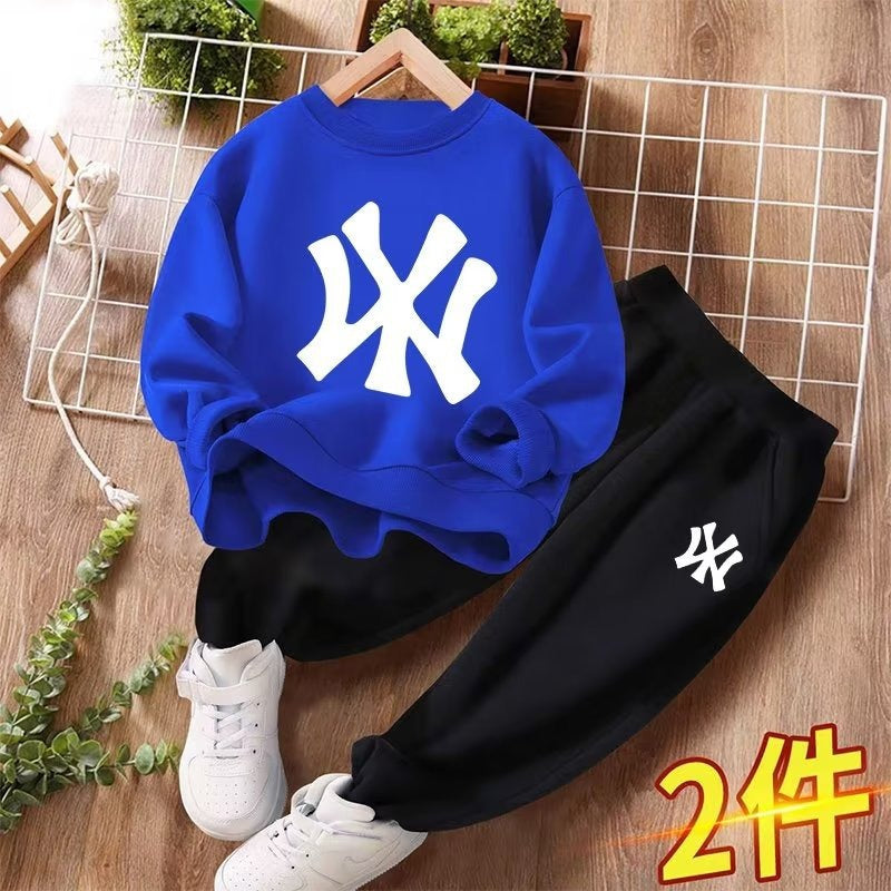 Kids NY Yankees Tracksuit Set - Blue Sweatshirt & Black Pants