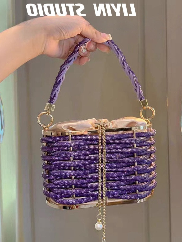Luxury Rhinestone Handbag - Elegant Crossbody Bag with Chain Strap