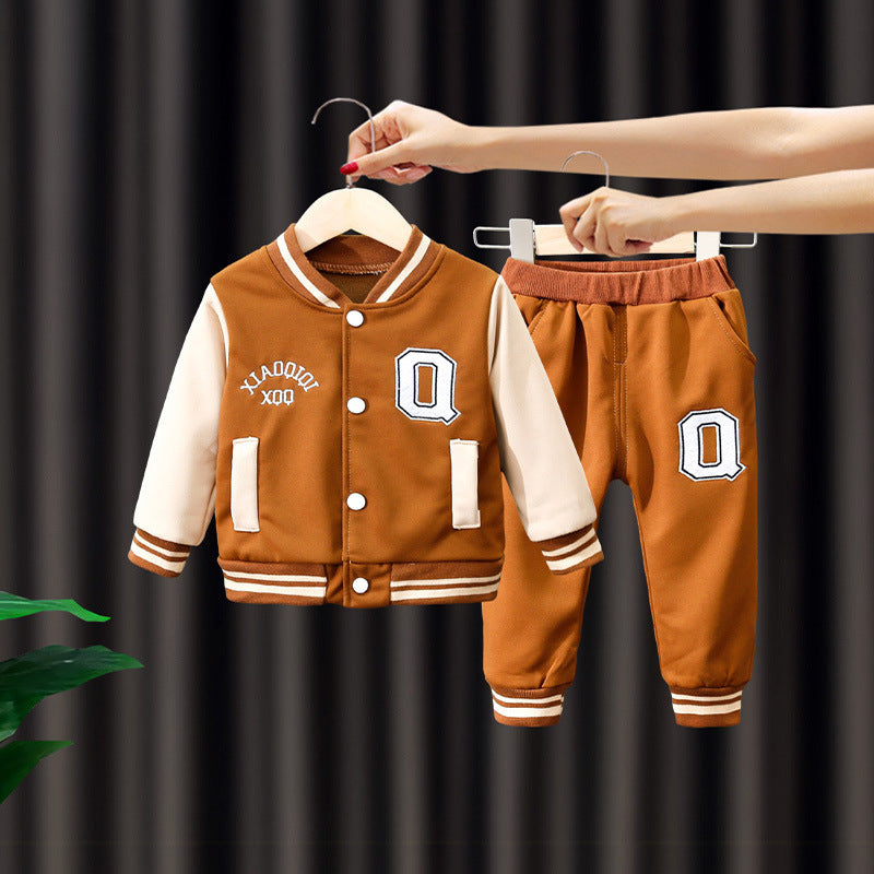 Baby Varsity Jacket Set - Black White Baseball Style Outfit for Boys 0-5 Years | MTS-Glamou