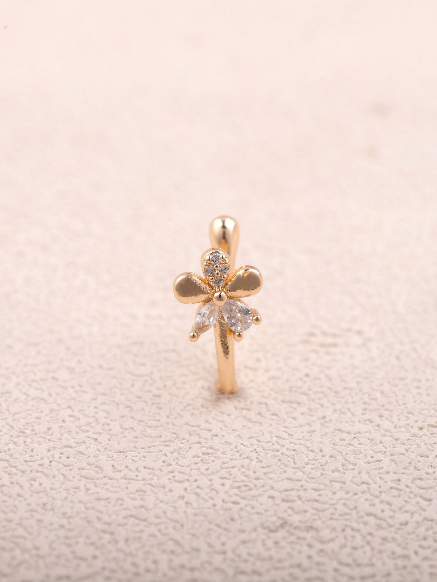 Non-Pierced Zircon Nose Clip - U-Shaped Gold Nose Stud | MTS-Glamour