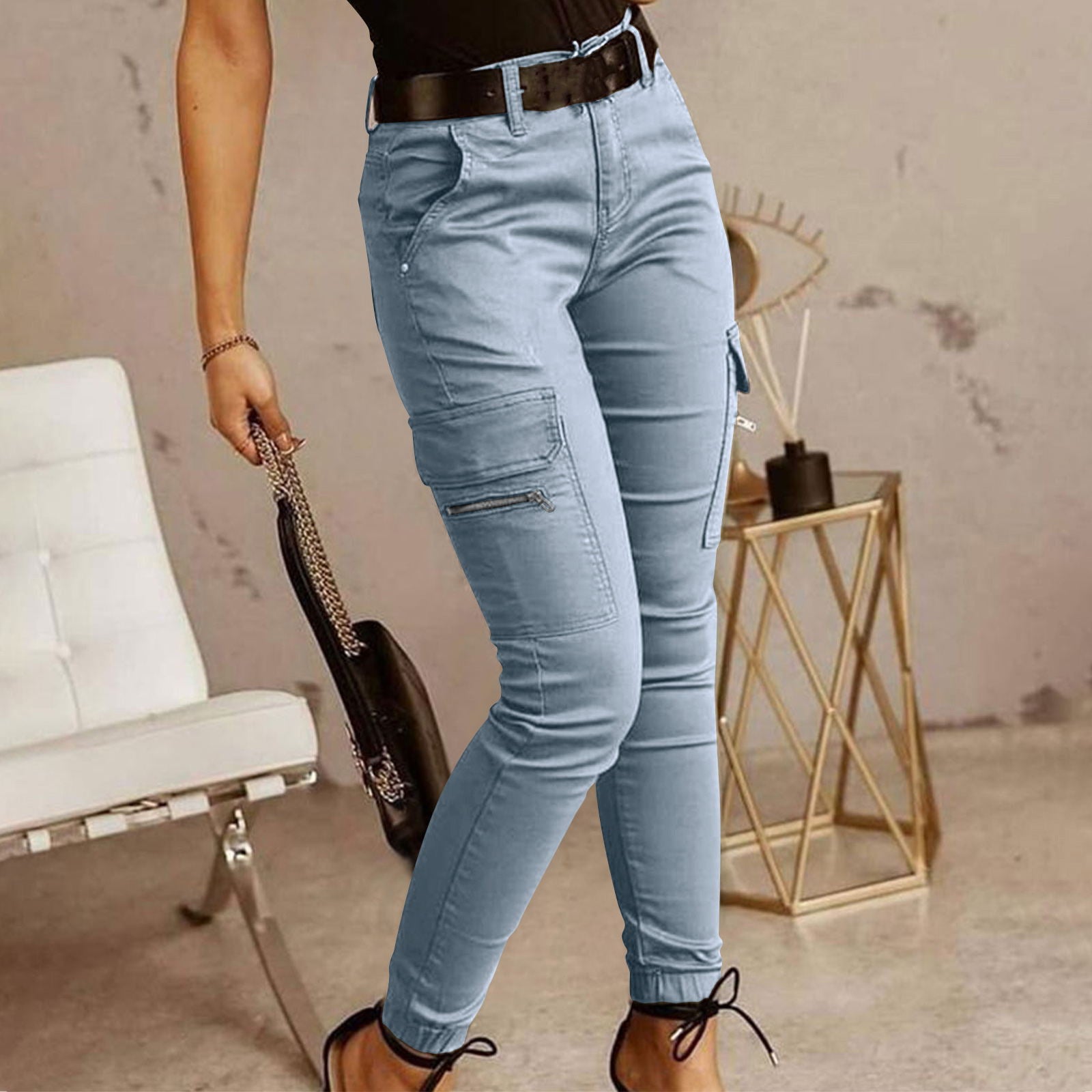 Women's  mid-rise slim cargo pants