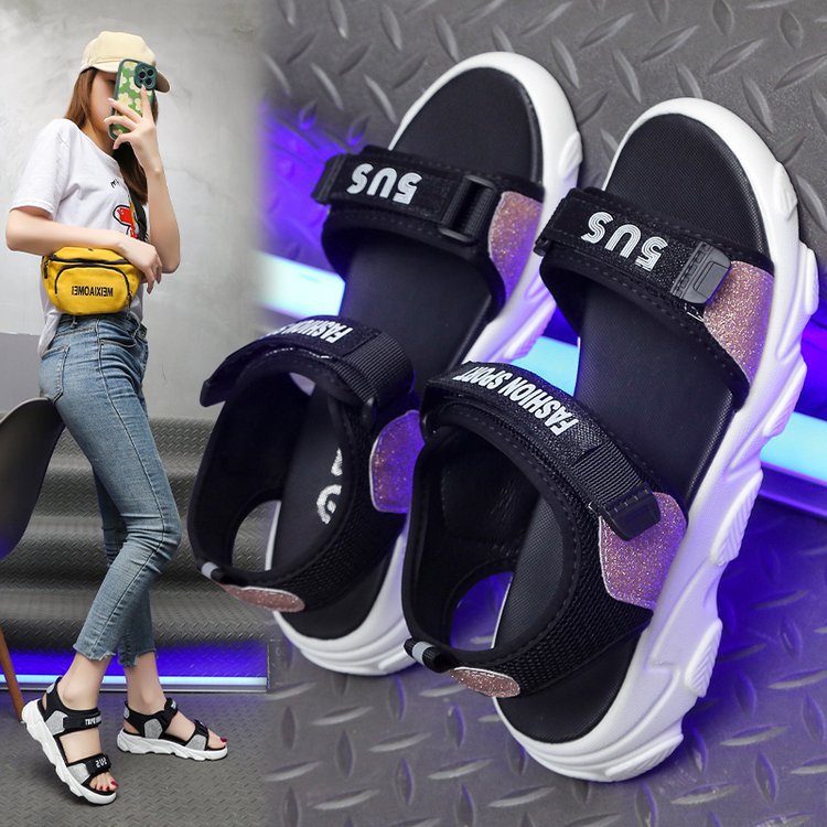 Sports sandals 2024 new women's summer Internet celebrity flat soles for students