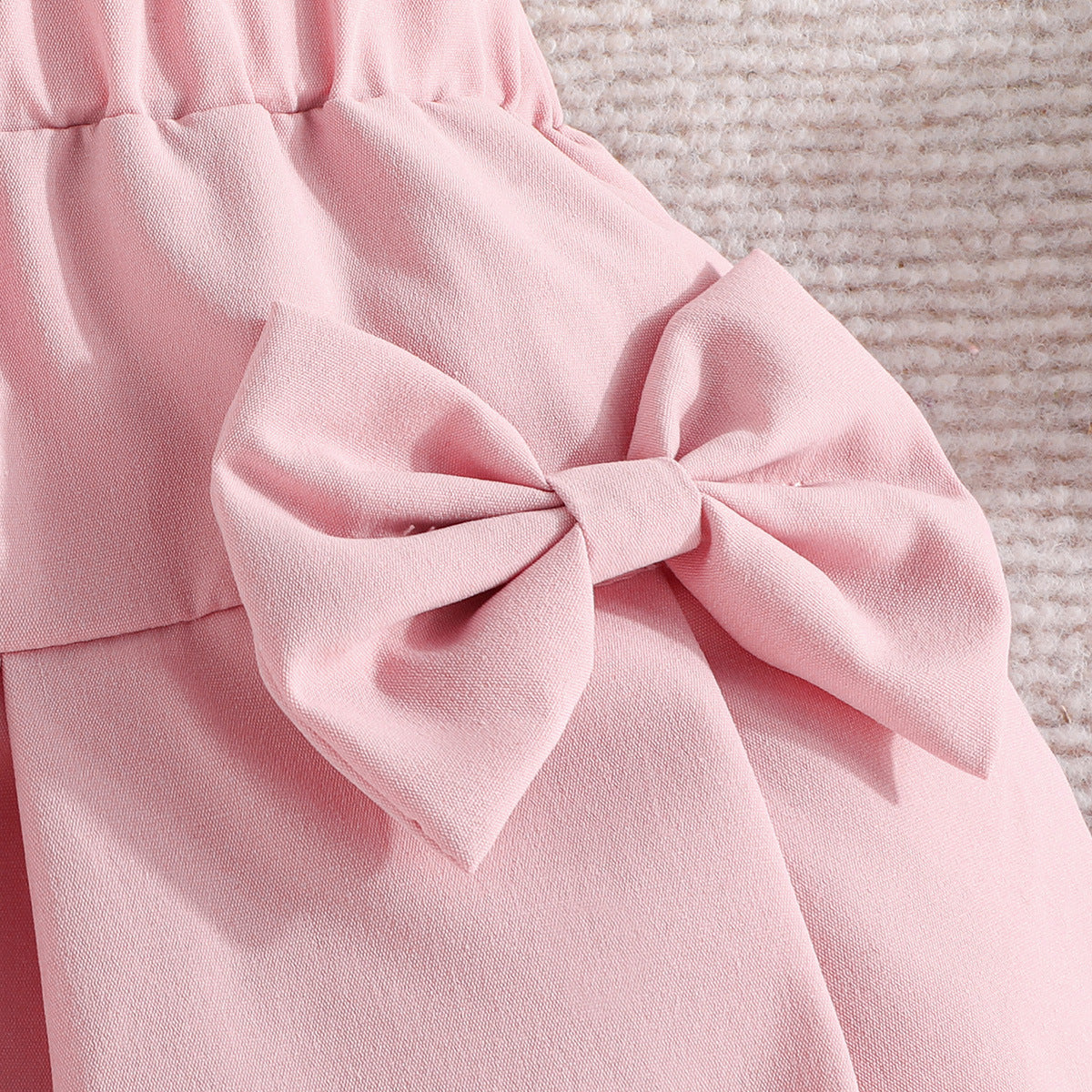 Girls Bubble Short Sleeve Top with Bow Short Skirt
