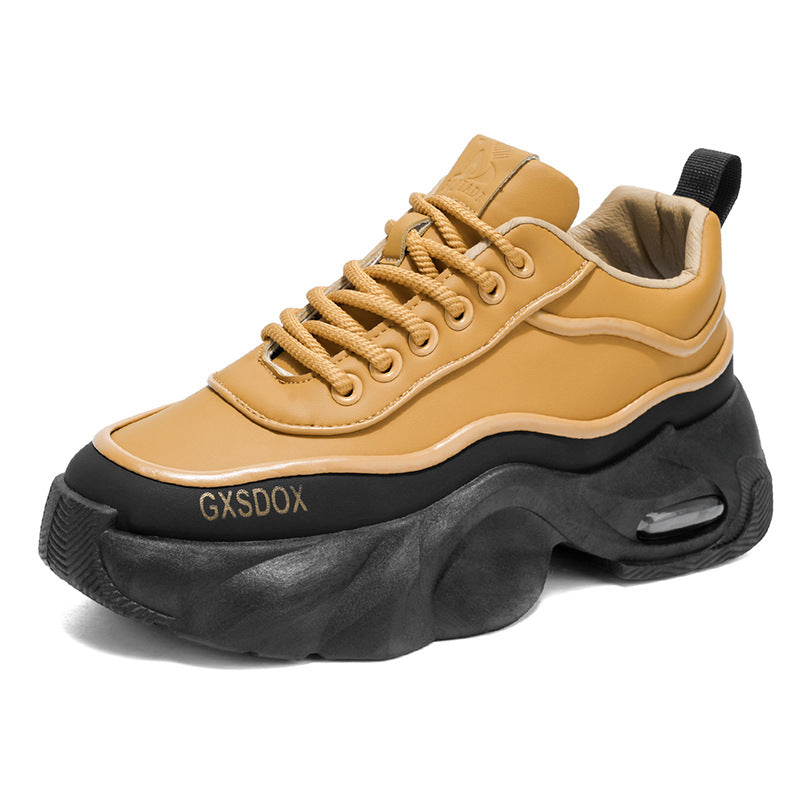 GXSDOX Black Platform Sneakers - Men's Chunky Sports Casual Shoes