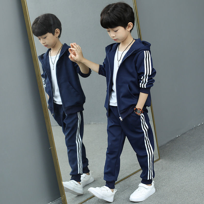 SHANE Boys Navy Blue Sweatsuit Set - Korean Style Kids Tracksuit