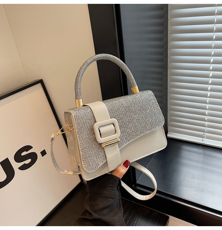 Glitter Square Handbag - Small Crossbody Shoulder Bag for Women
