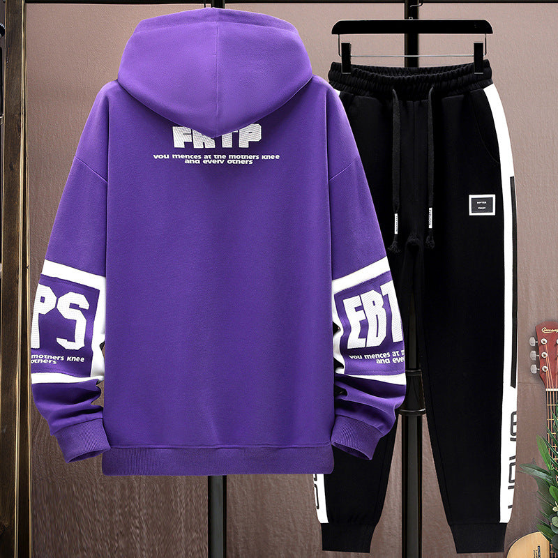 Men's Black Tracksuit Set - Hooded Sweatshirt & Joggers Sports Suit