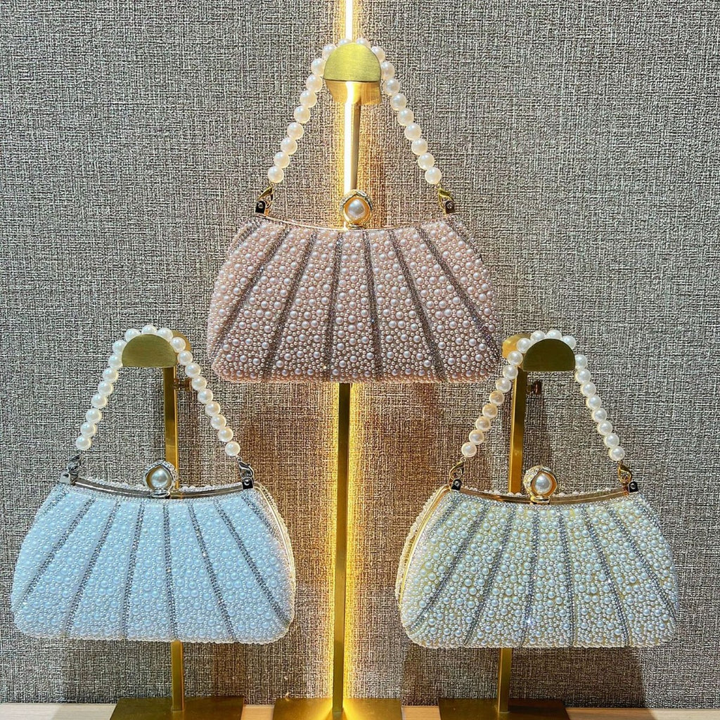 Luxury Pearl Beaded Evening Clutch - Designer Handbag for Special Occasions