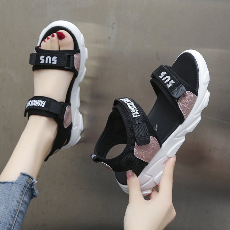 Sports sandals 2024 new women's summer Internet celebrity flat soles for students