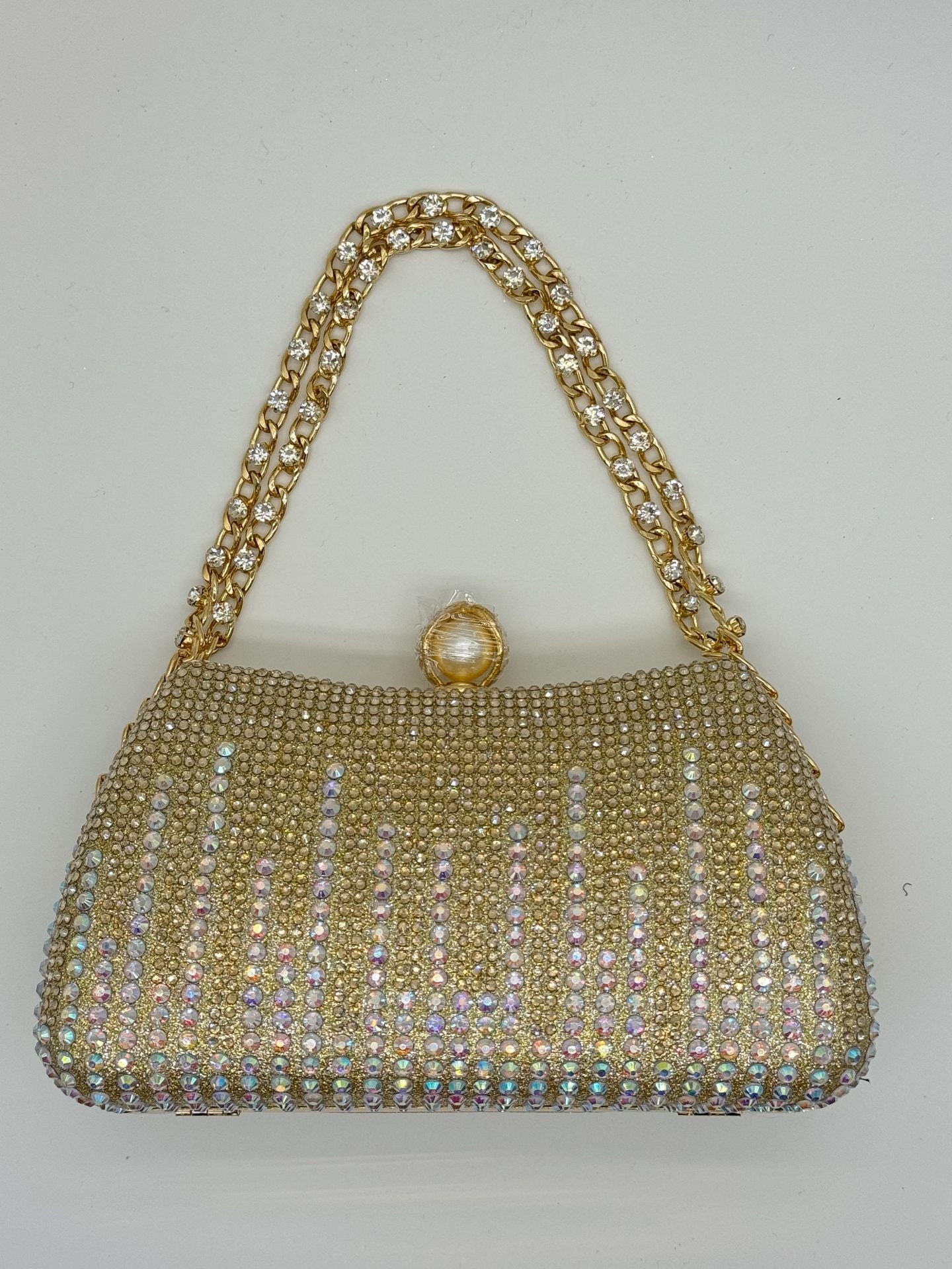 Luxury Crystal Evening Clutch - Rhinestone Chain Handbag for Special Occasions
