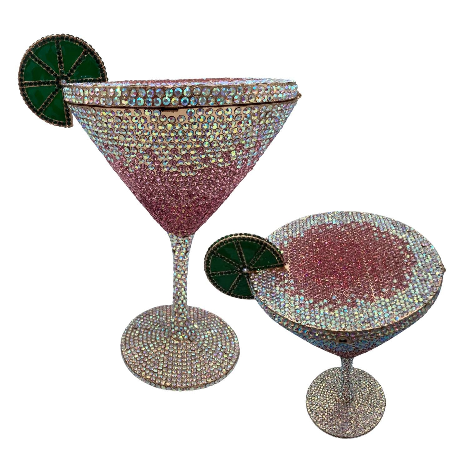 Rhinestone Martini Glasses Set - Crystal Cocktail Goblets