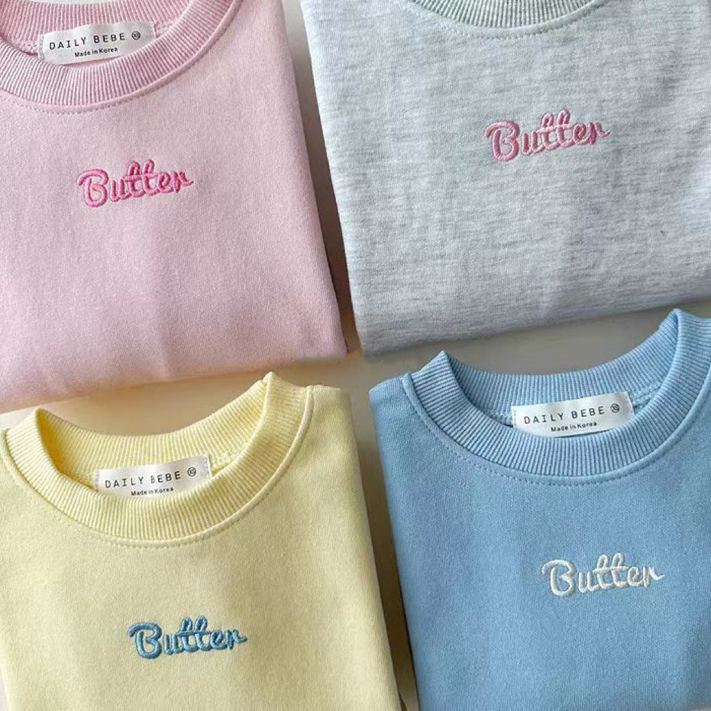 Butter Kids Sweatshirt Set - Colorful Crew Neck Sweatshirt & Pants for Boys & Girls