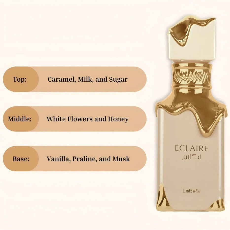 Lattafa Eclaire perfume for women lasts for the Middle East, Arabia, Dubai, floral and fruity fragrance