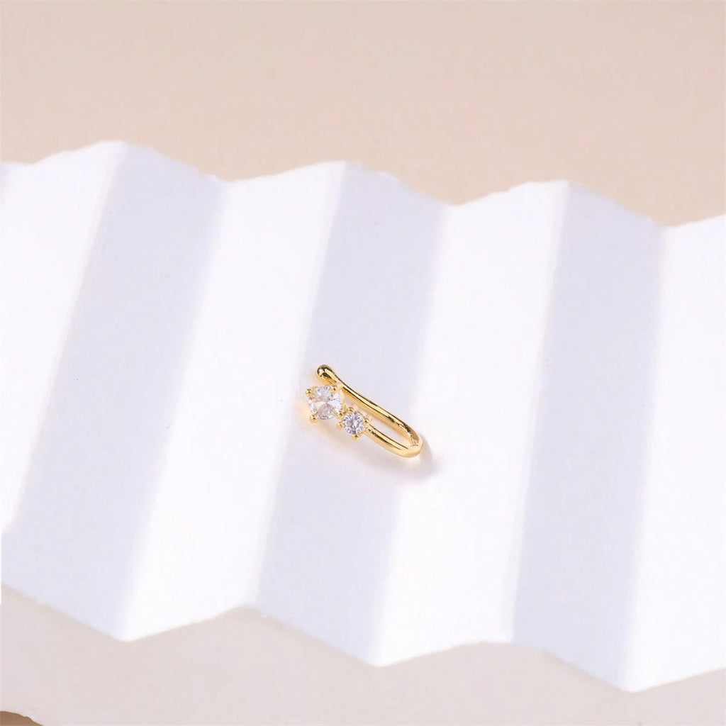 Non-Pierced Zircon Nose Clip - U-Shaped Gold Nose Stud | MTS-Glamour