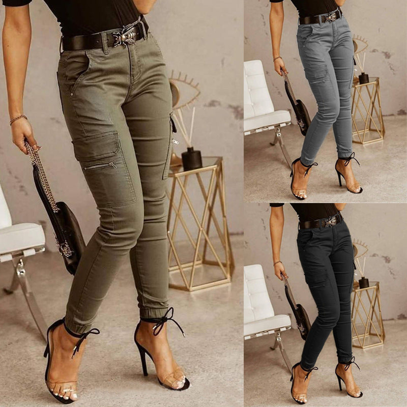 Women's  mid-rise slim cargo pants