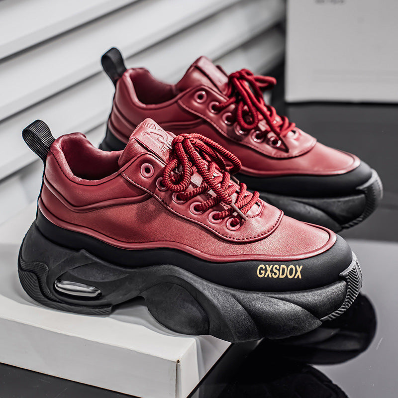 GXSDOX Black Platform Sneakers - Men's Chunky Sports Casual Shoes