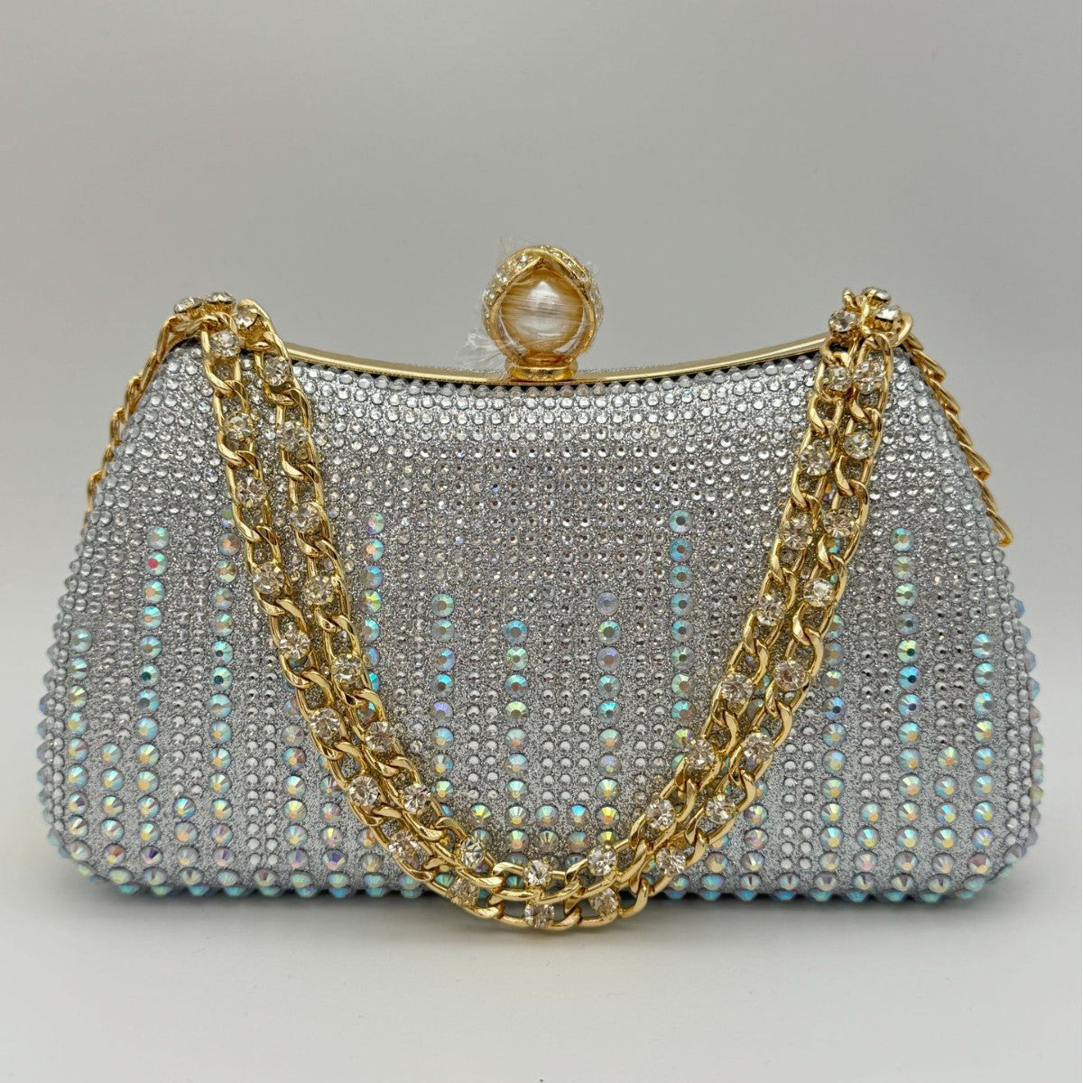 Luxury Crystal Evening Clutch - Rhinestone Chain Handbag for Special Occasions