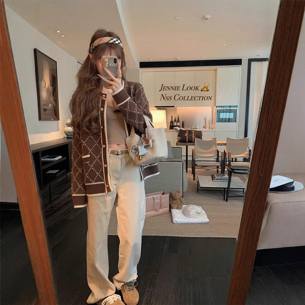Ryoge brown knitted cardigan slouchy sweater jacket