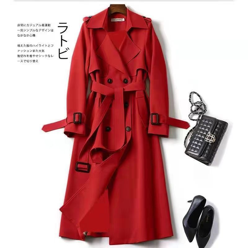 Trench coat women's mid-length spring and autumn version plus size popular British