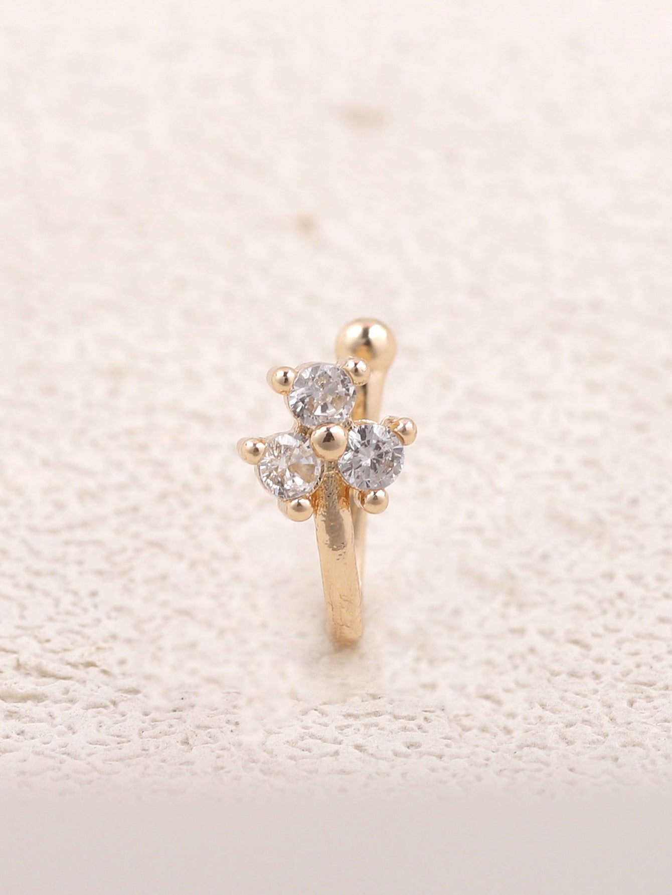 Non-Pierced Zircon Nose Clip - U-Shaped Gold Nose Stud | MTS-Glamour