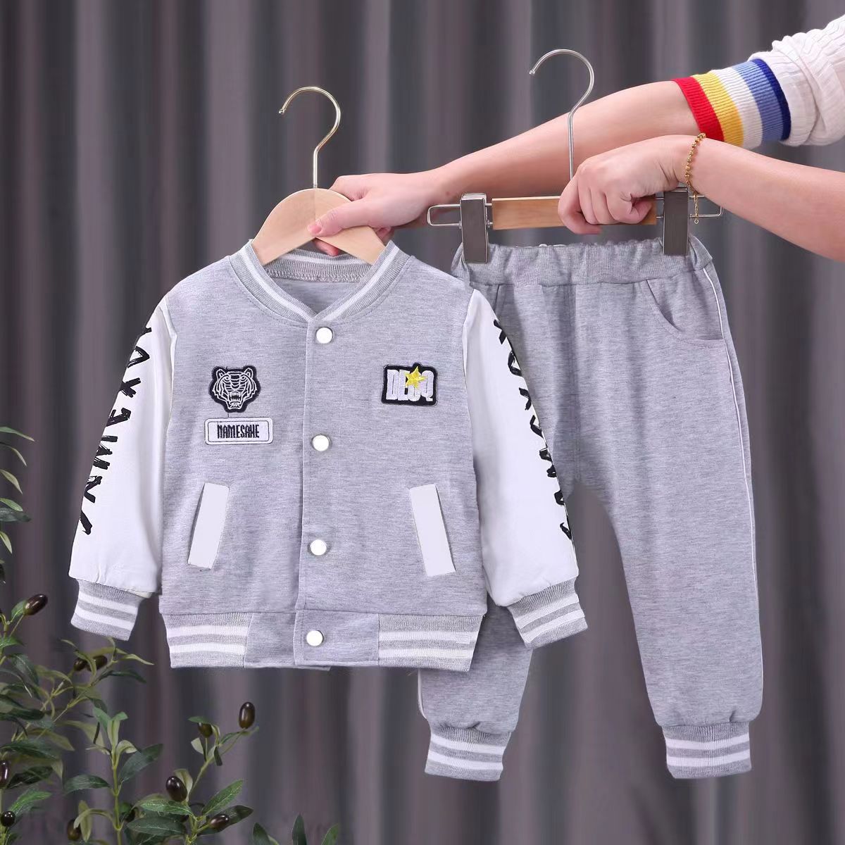 Baby Varsity Jacket Set - Black White Baseball Style Outfit for Boys 0-5 Years | MTS-Glamou