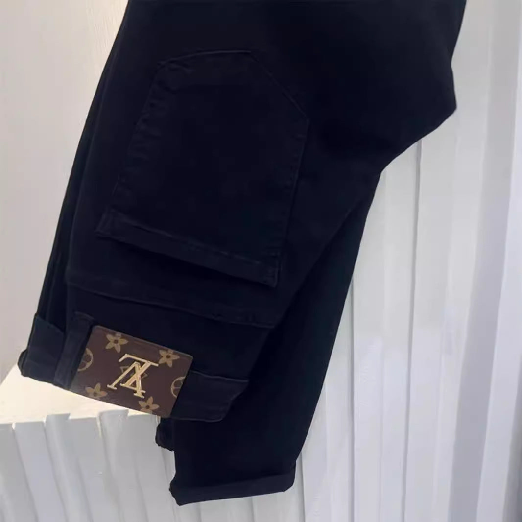 Trendy brand slim straight-leg warm thickened autumn and winter men's high-waisted
