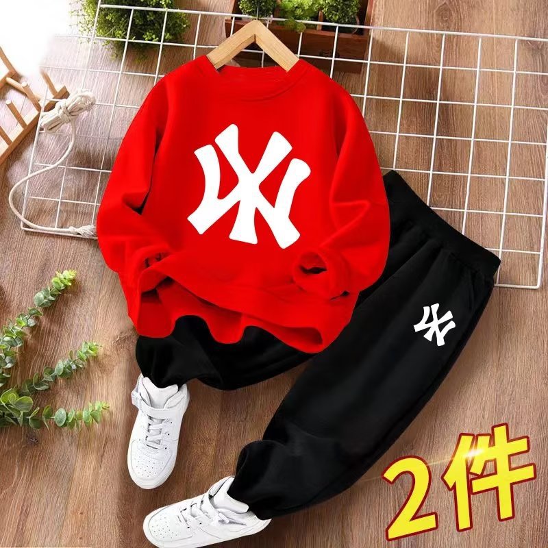 Kids NY Yankees Tracksuit Set - Blue Sweatshirt & Black Pants