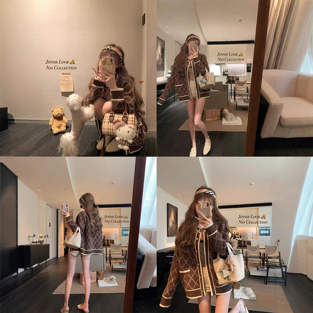 Ryoge brown knitted cardigan slouchy sweater jacket