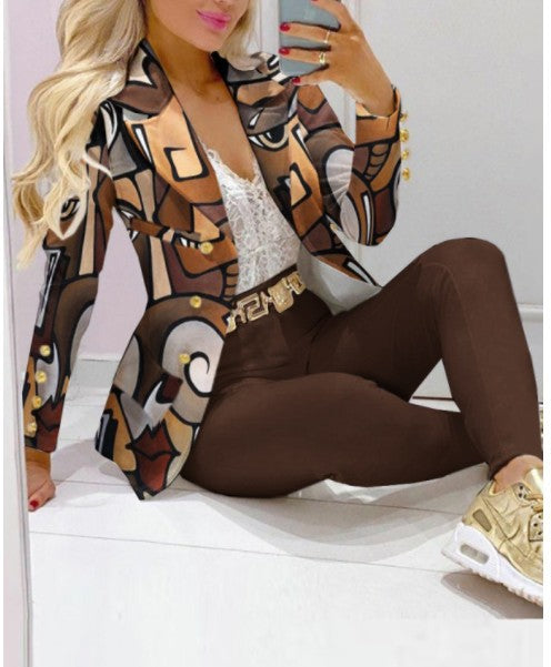 Luxe Chain &amp; Leopard Print Power Suit – Women’s Fashion Set