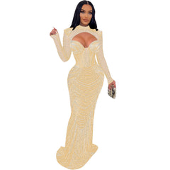 Cross-border summer European and American women's sexy mesh hot diamond