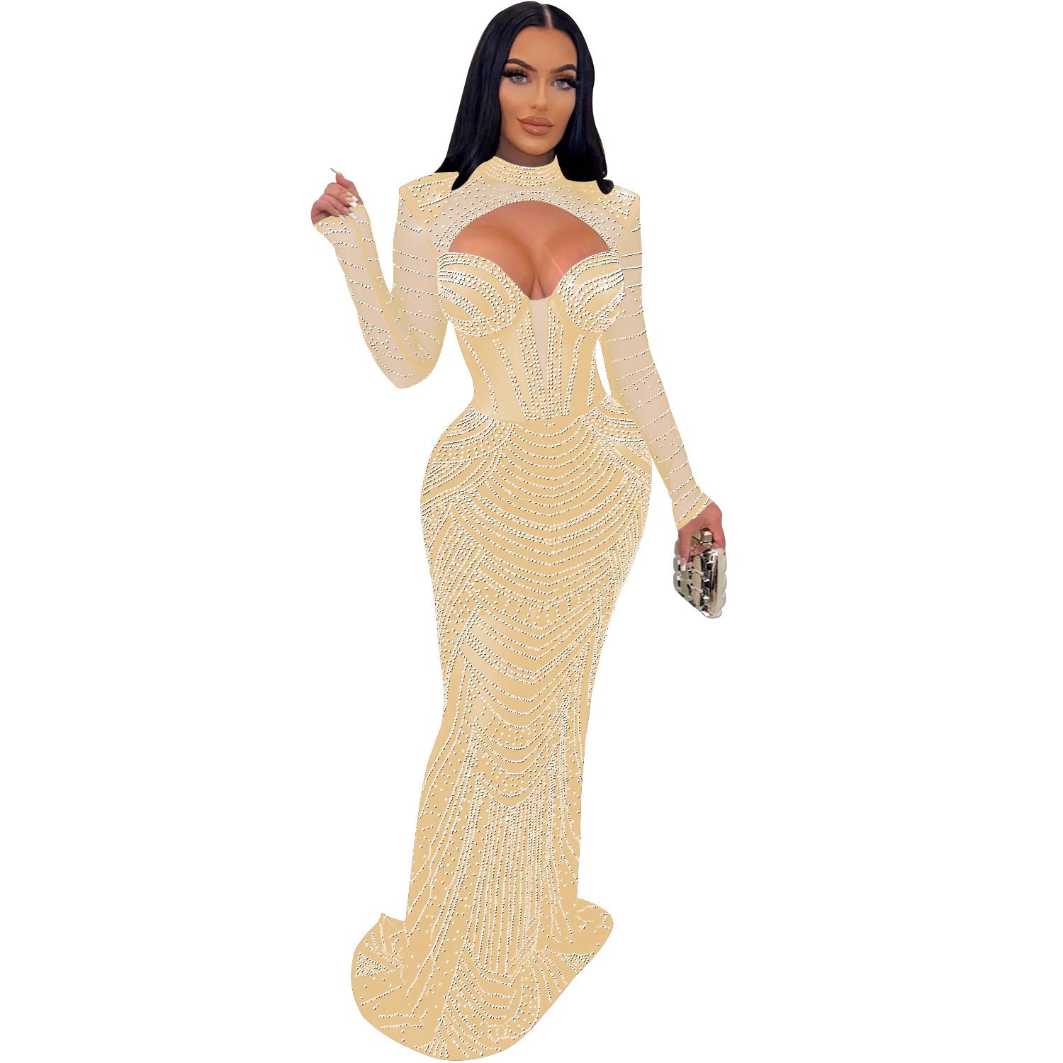 Cross-border summer European and American women's sexy mesh hot diamond