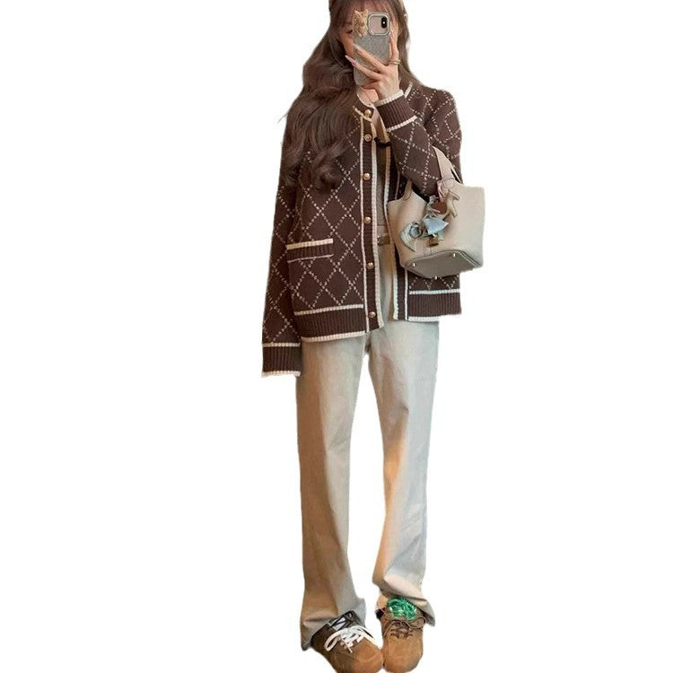 Ryoge brown knitted cardigan slouchy sweater jacket