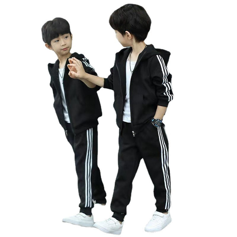 SHANE Boys Navy Blue Sweatsuit Set - Korean Style Kids Tracksuit