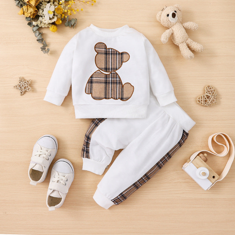 Plaid Bear Toddler Outfit Set – Cozy, Stylish, and Playful