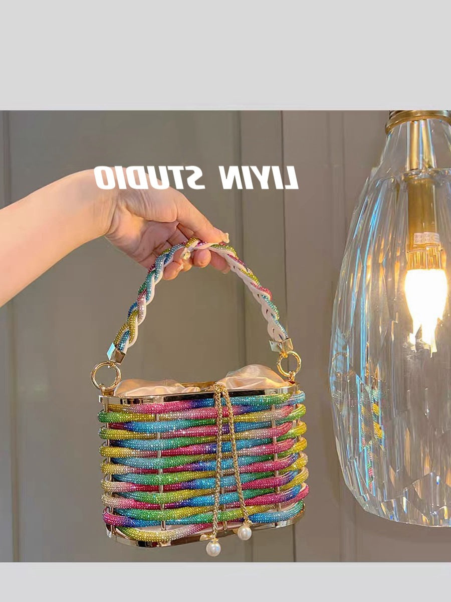 Luxury Rhinestone Handbag - Elegant Crossbody Bag with Chain Strap
