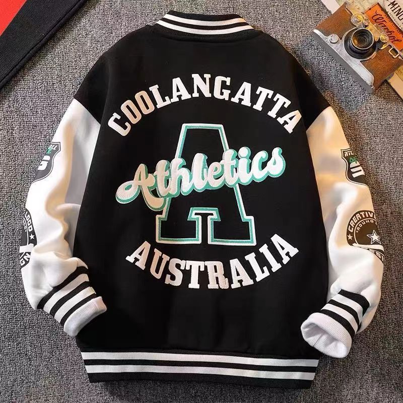 Boys Baseball Jacket Trendy Spring Varsity Bomber Jacket for Kids