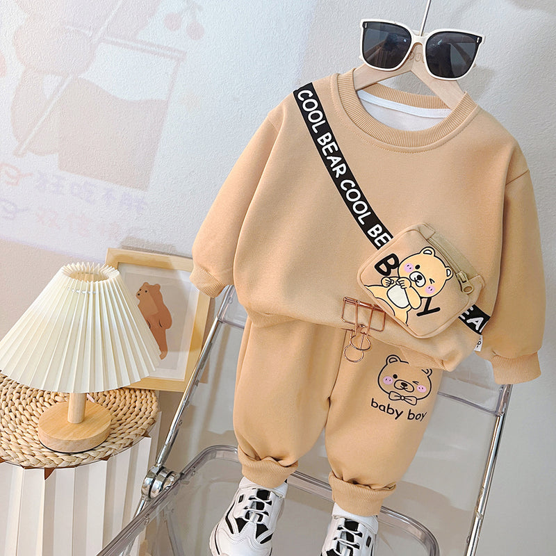 Baby Boy Bear Jogger Set clothes, fashion baby two-piece set 2
