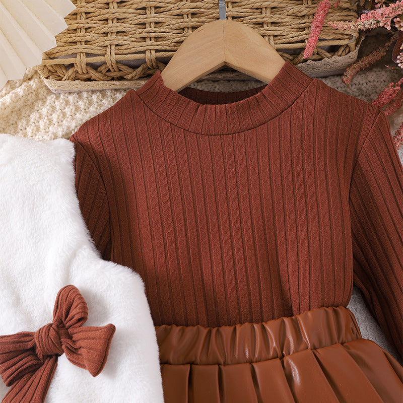 Sweater top 2-piece children's clothing strip long-sleeve