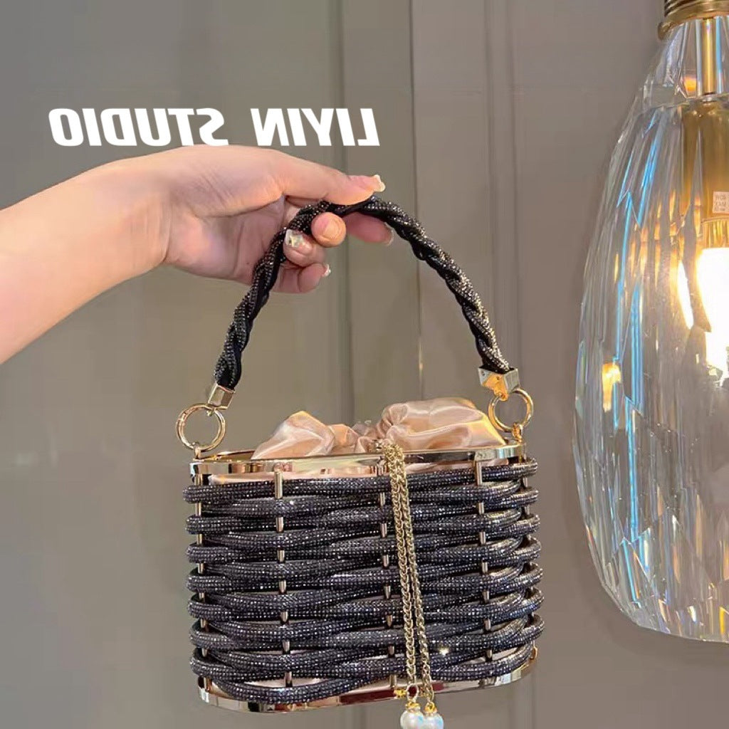 Luxury Rhinestone Handbag - Elegant Crossbody Bag with Chain Strap