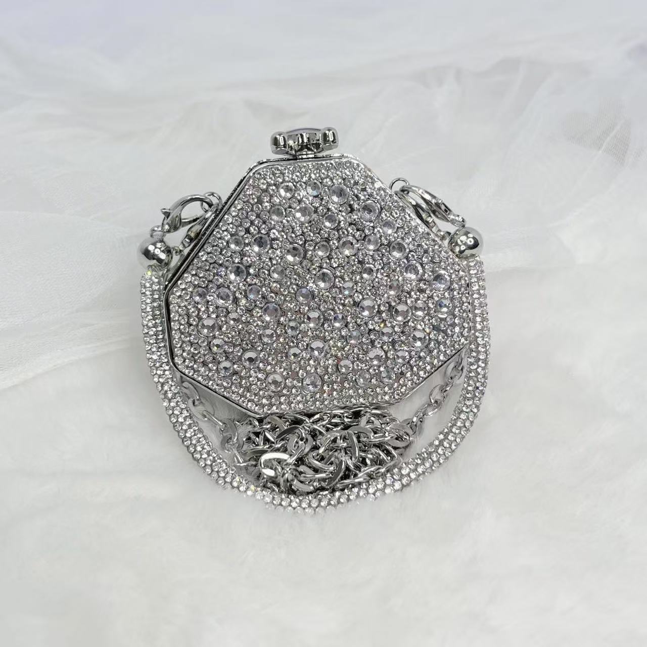 Cross-border 2025 New Acrylic Catwalk Handbag Full Diamond Dress Bag Women's Chain Dinner Bag